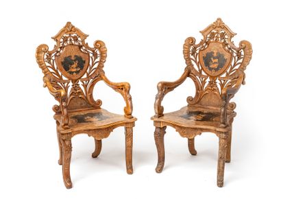 null Set including

a two-seater sofa, two armchairs, two chairs

chairs in carved...