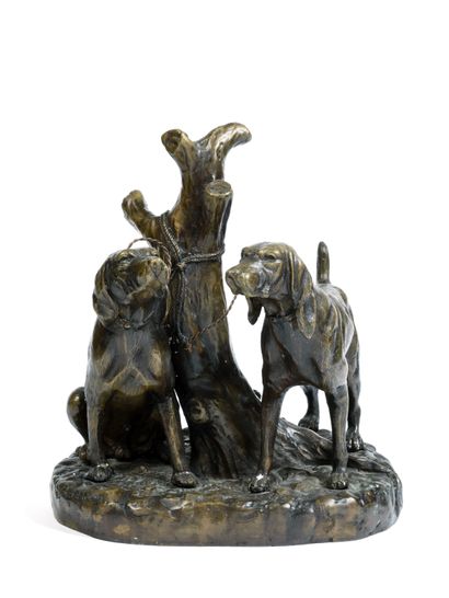 Ecole du XXe XXth CENTURY ECOLE

Two dogs in a pack

Bronze with brown patina signed...