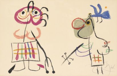JOAN MIRO (Espagnol, 1893-1983) Coloured lithograph on Arches. Signed in pencil....