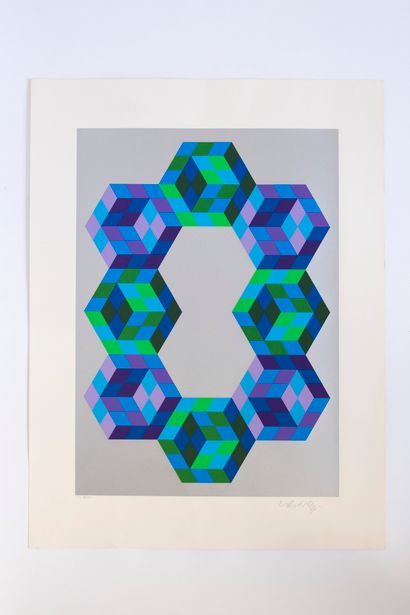 VICTOR VASARELY (Français d'origine austro-hongroise,1906-1997) Coloured screenprint....