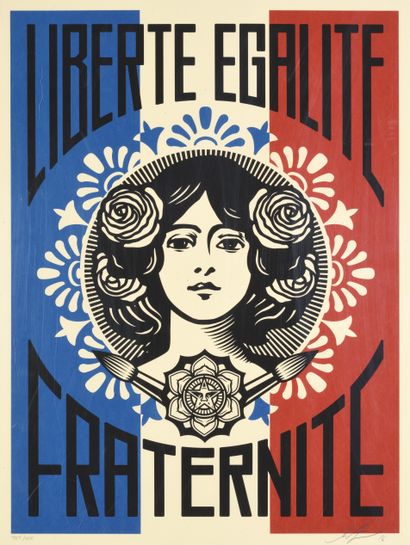 SHEPARD FAIREY (Américain né en 1970) Coloured screenprint. Signed, dated and numbered...