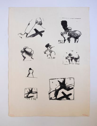 JEAN-CHARLES BLAIS (Français, né en 1956) Sans titre. Lithographie en noir. Signée...