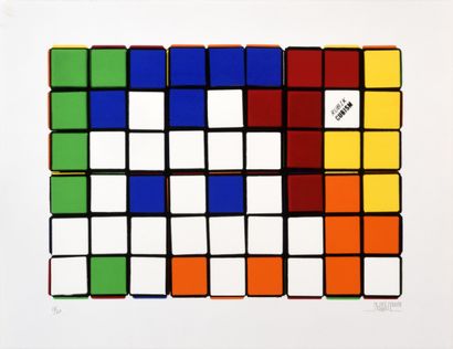 INVADER (Français, né en 1969) 6 Cubes (Blue/Yellow), 2009

Sérigraphie 7 couleurs

Signée,...