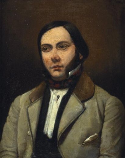 ÉCOLE FRANCAISE du XIXe siècle Portrait d'homme Huile sur toile 39 x 30,5 cm