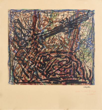 Jean-Paul Riopelle (1923-2002) Sans titre. Lithographie en couleurs. Signée et dédicacée...