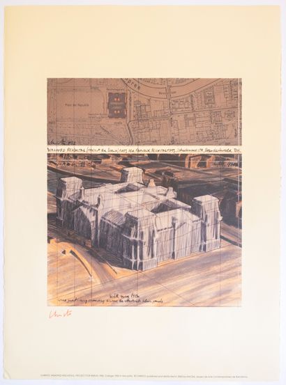 CHRISTO (Bulgare, 1935-2020) Wrapped Reichstag, Berlin, 1983-2003. Lithographie offset...