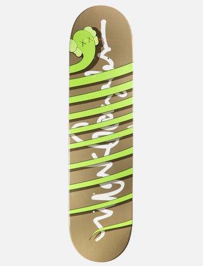 KAWS (Américain, né en 1974) 
Yellow Snake Skate deck & Green Snake Deck (Limited...