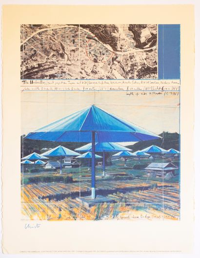 CHRISTO (Bulgare, 1935-2020) Les parapluies, Hibaraki, Japon, 1991-2003. Lithographie...