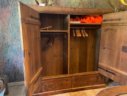 null Cupboard with painted foliage scrolls and four medallions with landscape decoration...