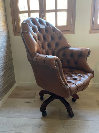 null Upholstered leather swivel chair