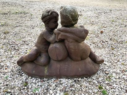 null Paire de sculptures représentant deux putti en conversation, fonte

H : 60 cm...