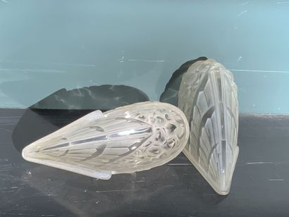  Paire d’appliques en verre moulé 
Style Art déco 
H : 31 cm