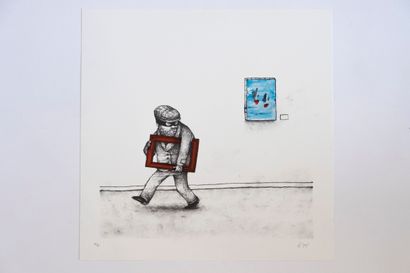 DRAN (Français, né en 1979) 
DRAN (French, born in 1979) 

The frame thief 

Oil...