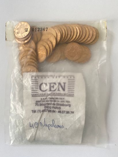 null 
40 coins of 20 Francs gold Napoleons in sealed bag N°J012367 CEN
