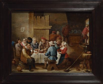 ABRAHAM TENIERS (1629 - 1670) ABRAHAM TENIERS (1629 - 1670)
Scène de taverne,
Huile...