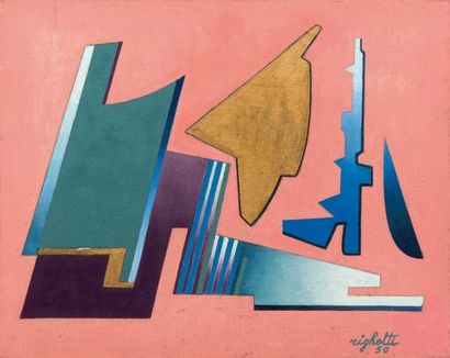 Renato RIGHETTI (né en 1916) Composition abstraite Huile sur toile, signée et datée...