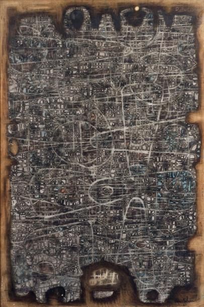 David BEN SHAUL (1932) Composition Huile sur toile, signée en bas à droite 130 x...