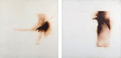 Alexandre REINO (XX) Diptyque Composition abstraite, huile sur toile, une signée...