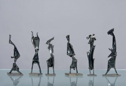 Roger CHOMEAUX dit "CHOMO" (1907/1999) Danseur - Alunis Suite de six sculptures en...