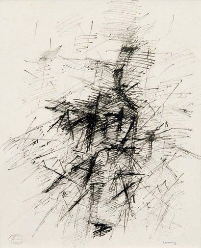 Jacques GERMAIN (1915-2001) Composition abstraite Dessin à l'encre, signé et datée...