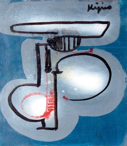 Ladislas KIJNO (né en 1921) Composition Acrylique et feutre sur papier, signé en...
