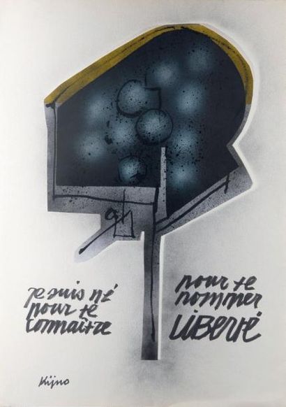 Ladislas KIJNO (né en 1921) Liberté Technique mixte et collage sur papier, signé...