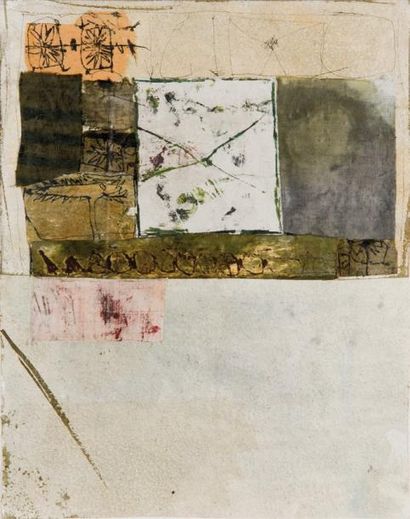 Hannelore BARON (1926-1987) Sans titre, 1980 Technique mixte et collage 34 x 26,5...