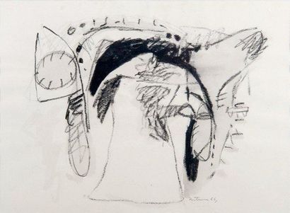 Albert BITRAN (né en 1931) Composition, 1966 Technique mixte sur papier, signée et...