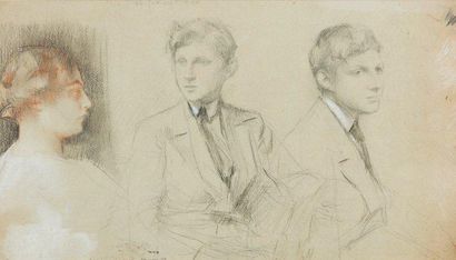 Pascal Adophe Jean DAGNAN BOUVERET (1852-1929) Portraits Technique mixte sur papier...