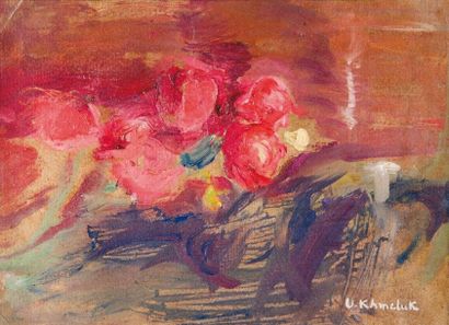 Vasyl KHMELUK (1903-1986) Nature morte Huile sur toile, signée en bas à droite 23,5...