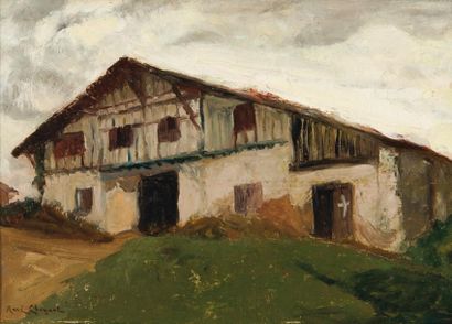 René CHOQUET (1875-1939) Maison Huile sur panneau, signée en bas à gauche 25 x 32,5...