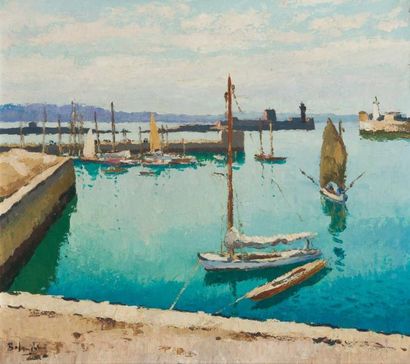 Gaston BALANDE (1880-1971) Le Port du Havre Huile sur toile, signée en bas à gauche...