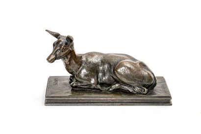 Antoine Louis Barye (1796-1875) Antoine Louis BARYE (1796-1875)

Biche couchée

Bronze...