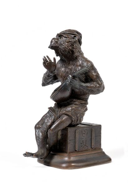 Christophe FRATIN (1810-1864) Christophe FRATIN (1810-1864)

Le singe musicien,

Bronze...