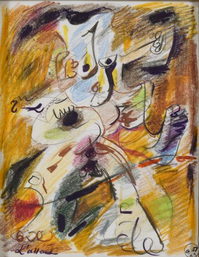 André MASSON (1896 – 1987) André MASSON (1896 – 1987)
L’ASSAUT
Crayon gras, pastel...