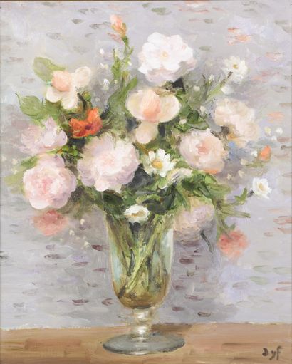 Marcel DYF (1899-1985) Marcel DYF (1899-1985)
Roses blanches et roses dans un verre...