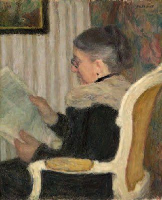 EUGÈNE ANTOINE DURENNE 1860-1944 La lecture au salon Huile sur toile signée en haut...