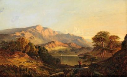 GLENDENING I ALFRED AUGUSTUS C.1840-C.1910 ECOLE ANGLAISE Panorama sur le lac de...