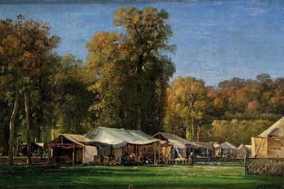 KUWASSEG CHARLES EUPHRASIE FILS 1838-1904 Fête au parc de Saint-Cloud en 1875 Huile...