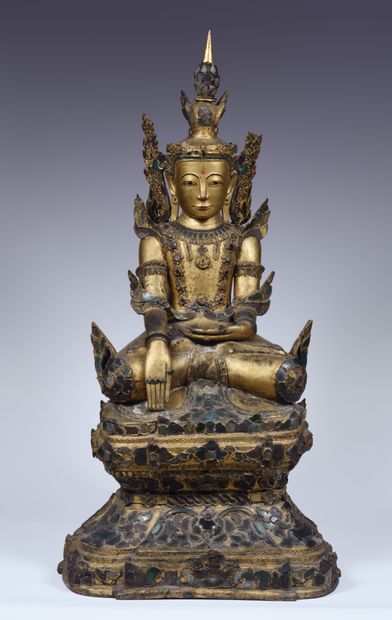 null Buddha
Myanmar (Birmanie), circa XIXe - XXe siècle
Laque sèche et éclats de...