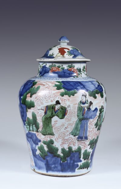 null Potiche balustre couverte
Chine période dite de transition,
XVIIe siècle
Porcelaine...