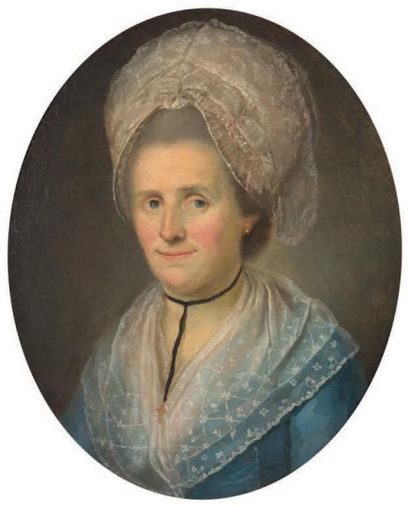 Attribué à Thomire (actif au XVIIIe) Portrait de femme Huile sur toile 60 x 49 c...