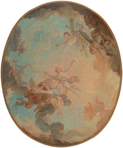 Jean-Simon BERTHELEMY (Laon 1742- Paris 1811) L'Aurore entourée d'Amours Toile de...