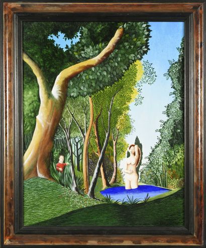 Xxe XXe
Femme nue dans l’étang
Huile sur panneau, portant une signature en bas à...