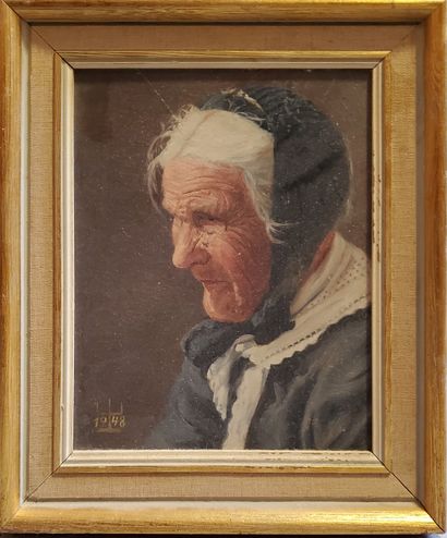 Xxe XXe
Portrait de vieille femme au fichu
Huile sur toile, daté 1948 en bas à gauche
22...