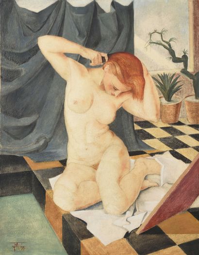 Xxe XXe
Jeune femme rousse à la toilette, 1933
Huile sur panneau de bois datée et...
