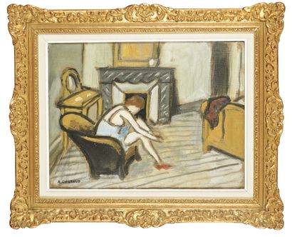Auguste CHABAUD (1882-1955) Auguste CHABAUD (1882-1955)
Femme s’habillant 
Huile...
