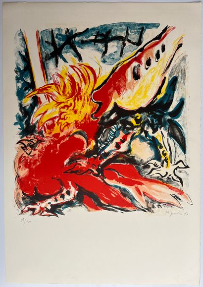 Edouard Pignon (1905 – 1993) Edouard Pignon (1905 – 1993) 
Combat de coqs VII, 1977
Lithographie,...
