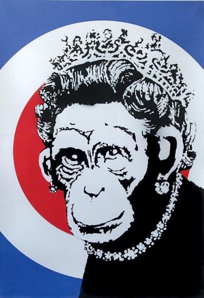 BANKSY (Britannique, né en 1975) Monkey Queen, 2003 
Sérigraphie en couleurs sur...