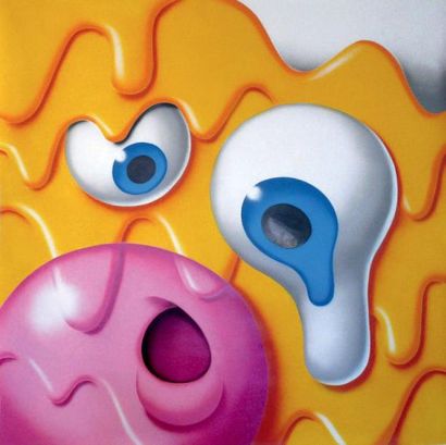 GUM, (Français né en 1976) Gelatinous 
Bob 
Peinture aerosol et pochoir sur toile,...